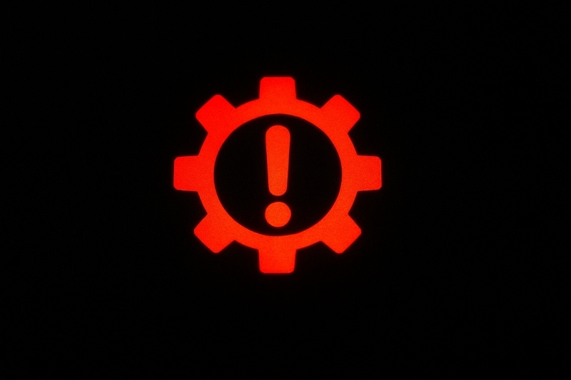 kontrolka koła zębatego z wykrzyknikiem